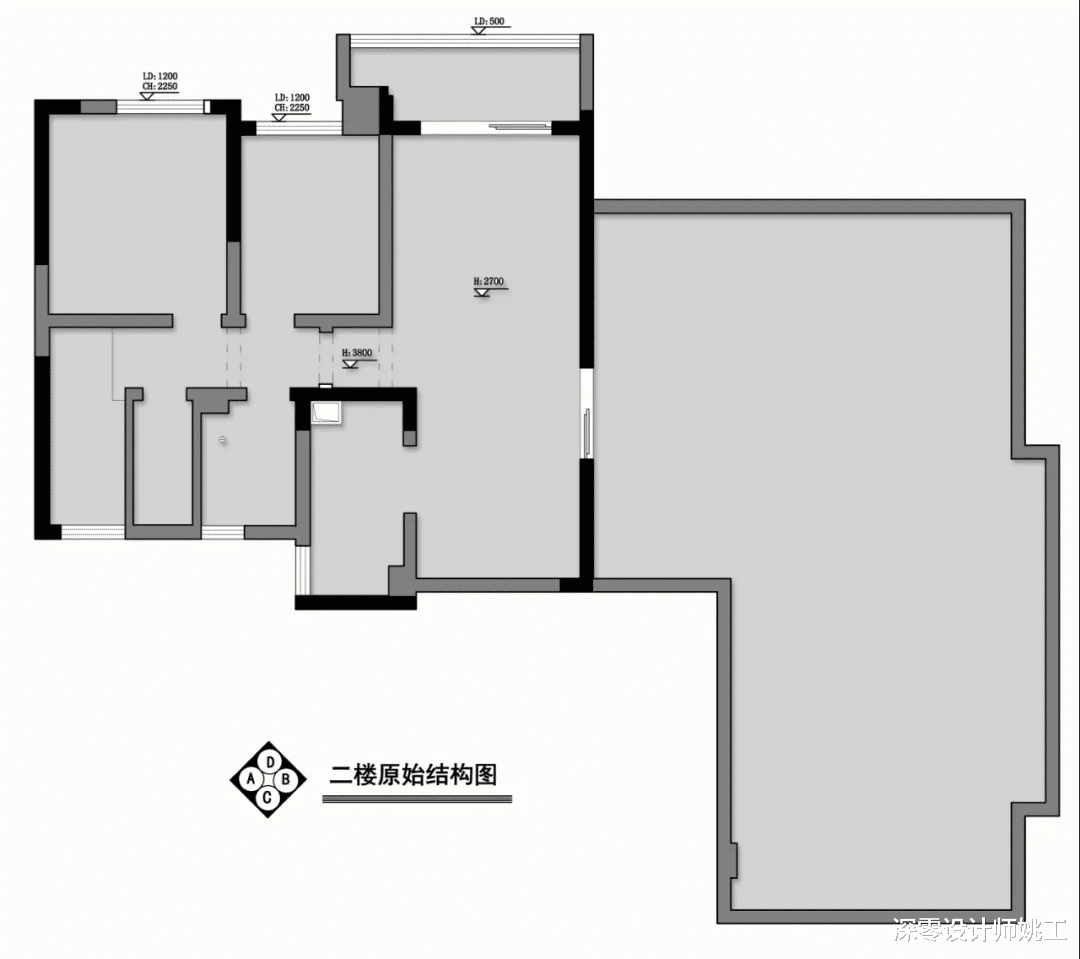 深零设计师姚工|180㎡顶复，客厅借楼梯做电视墙，沙发后设西厨+吧台，布局贼优秀