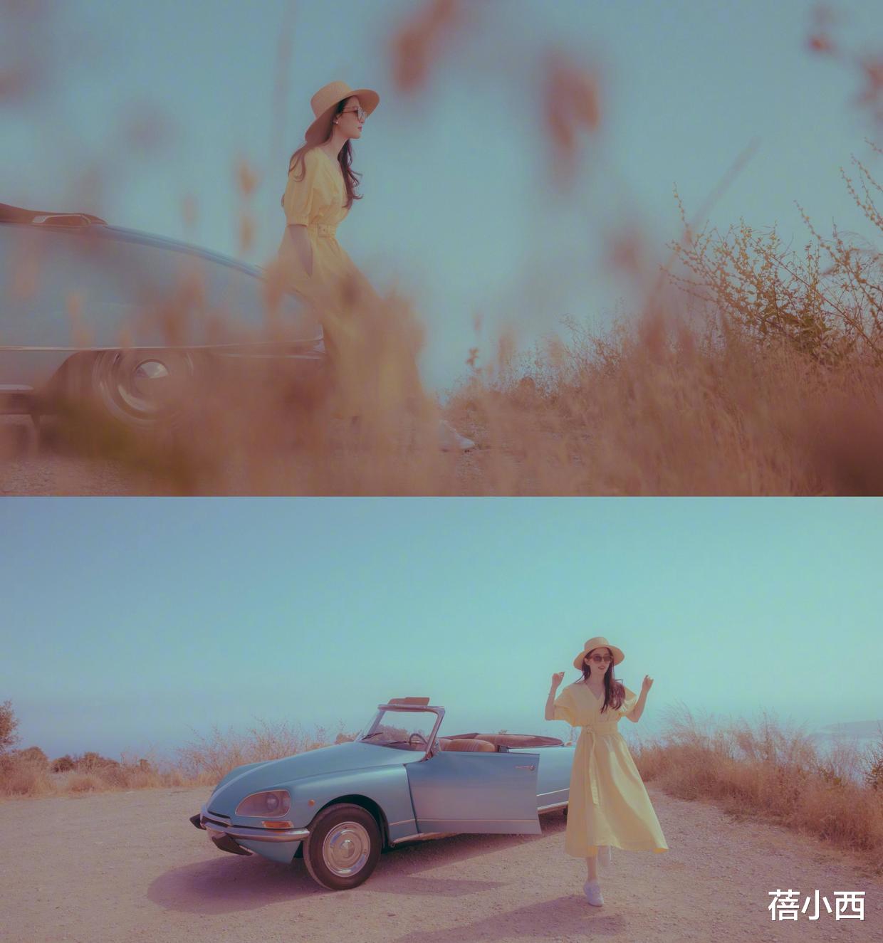 蓓小西|刘亦菲尺度这么大?微肉感身材穿大V领连衣裙亮相,真不怕走光