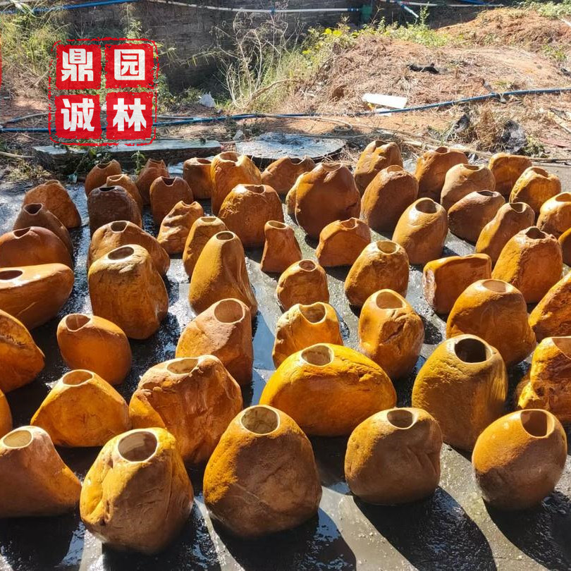 天然黄蜡石花盆景观设计