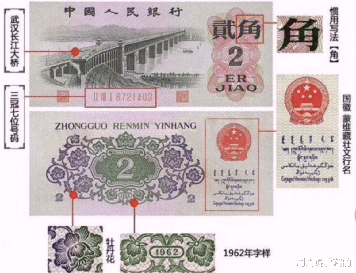 雕刻|第三版两角纸币,共有3种版别,最贵的版别已达100元一张