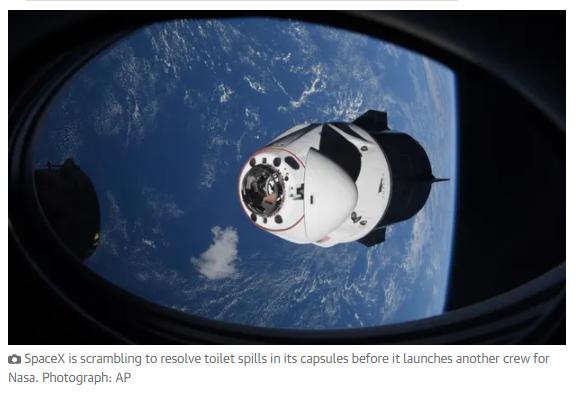 有点儿惨,SpaceX太空舱马桶损坏,宇航员将在返回地球时穿纸尿裤