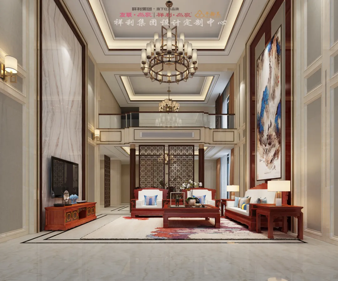 |中式别墅红木家具软装案例【客厅篇】
