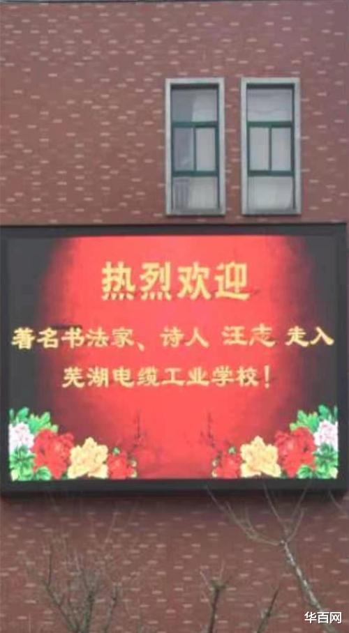 华百网 著名诗人书法家汪志参观芜湖电缆工业学校剔墨纱灯