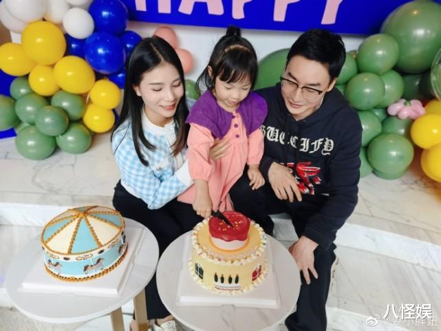 何姿|何姿秦凯为女儿庆生，4岁小盒子越长越像妈妈，一家三口幸福相依
