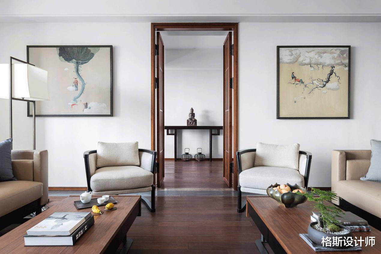 格斯设计师|230平米新中式大宅,全屋充满东方韵味,透着淡淡的禅味