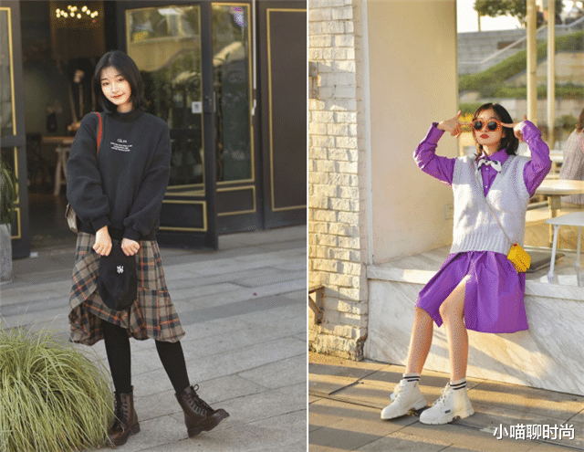 小喵聊时尚 同样是马丁靴，配裙子和裤子的差别有多大？看这3组对比图你就懂