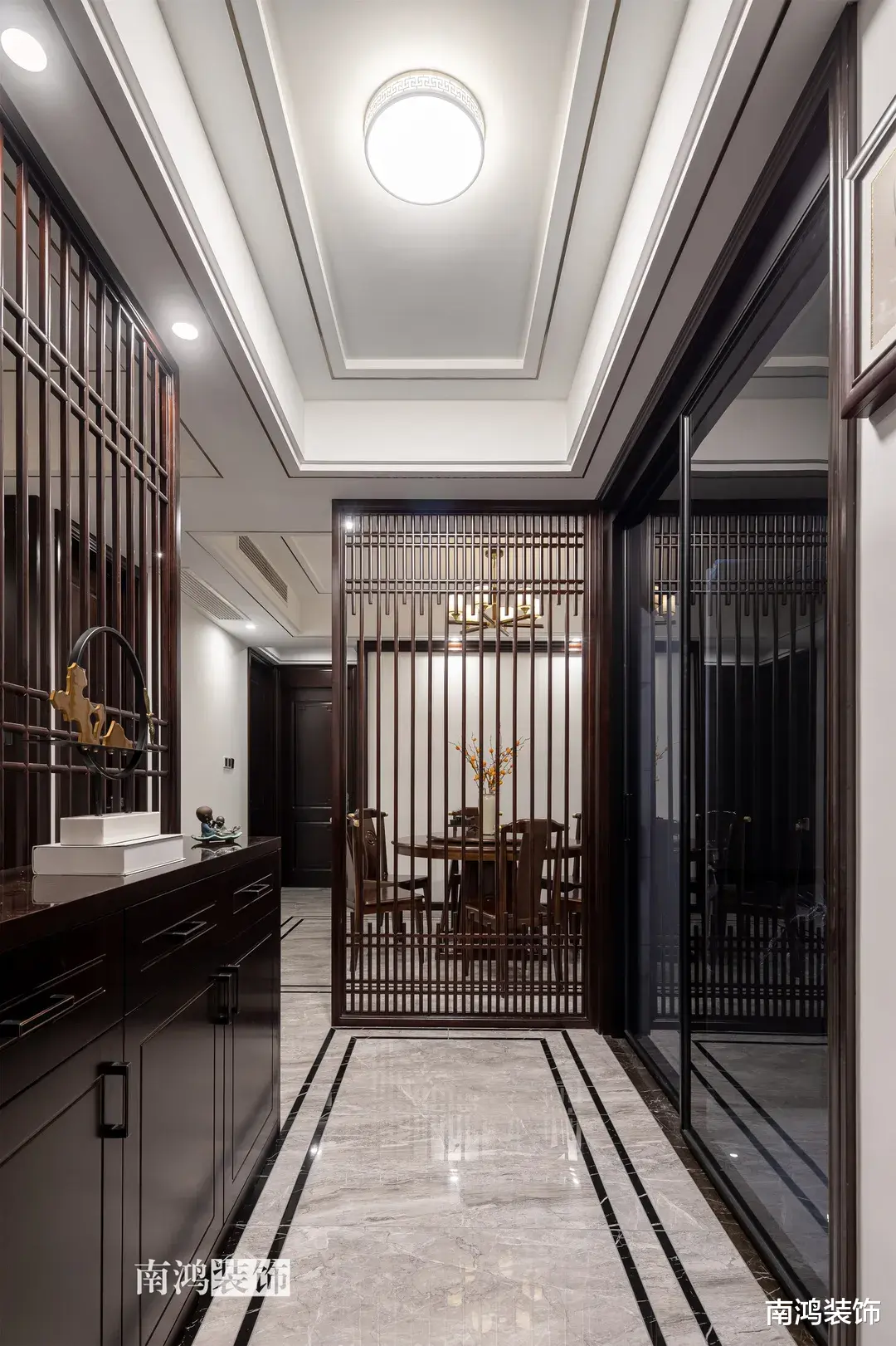 |对称、留白、方圆,204㎡新中式设计,勾勒古典雅致的国风神韵