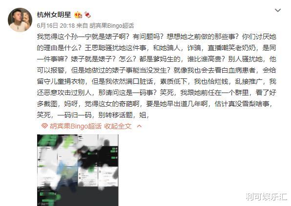 孙一宁|胡宾果爆料孙一宁经纪人聊天记录，指她背后有团队，借王思聪上位