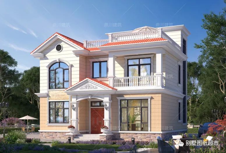 占地110㎡二层农村别墅，平屋顶坡屋顶相结合，23万可建