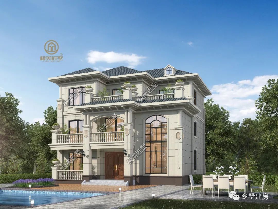 13X11.24米,三层欧式风别墅,造价仅39w,农村建房首选