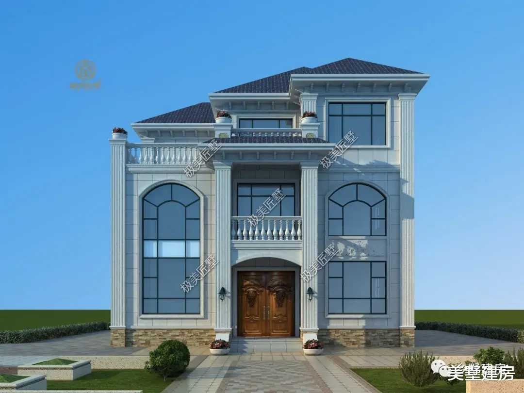 背景墙|占地120平也能建豪宅,三层欧式设计,美观大气