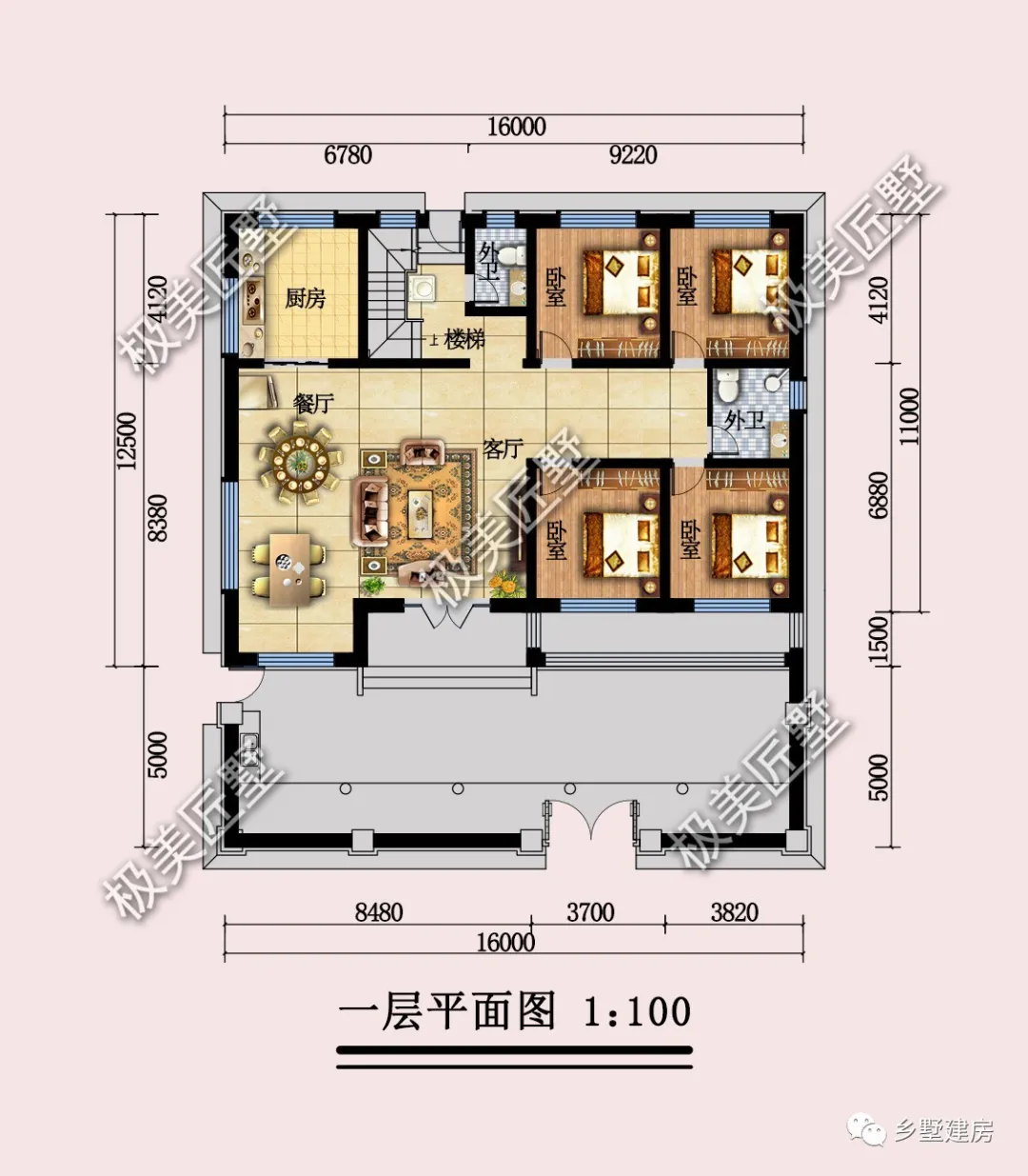 别墅|16X12.5米，四开间的二层别墅，造型美观经济实用