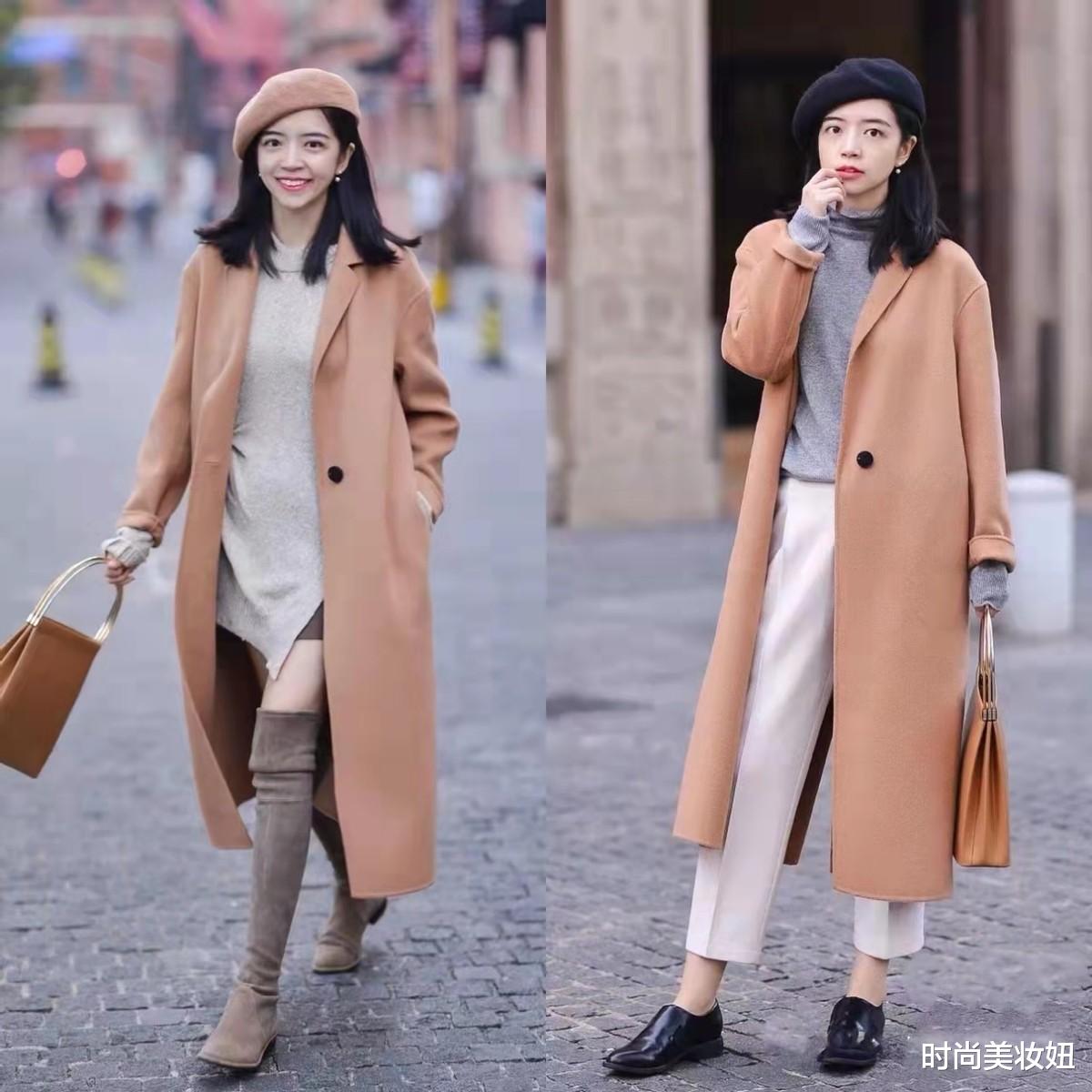 时尚美妆妞 “大衣+毛衣”，入冬后的神仙组合搭配，温暖实用又显气质