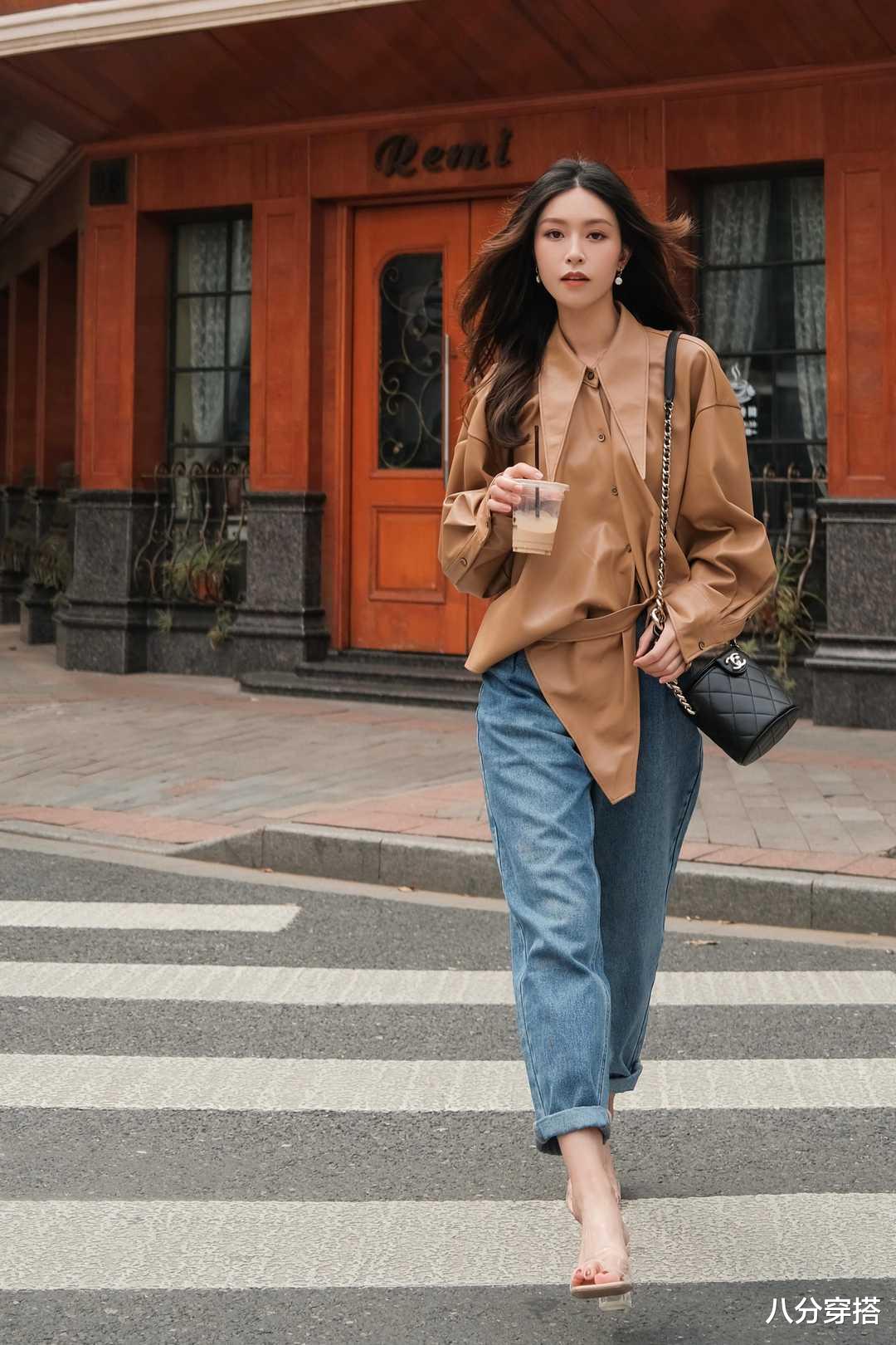 八分穿搭|文咏珊人美又会穿，一身橘色套装慵懒随性，减龄自信又有活力