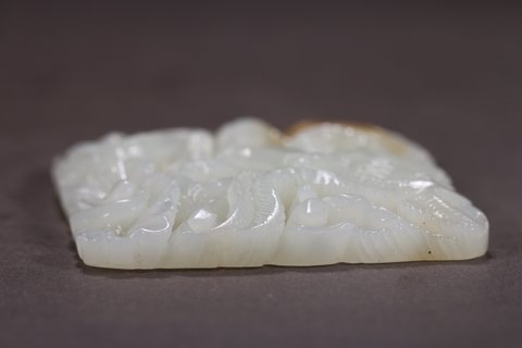 玉雕|清 老和田玉雕仙鹤纹带板