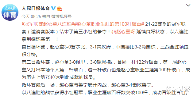 趙心童|8連勝奪冠！趙心童創(chuàng)2大紀(jì)錄，3次KO世界冠軍，人民日?qǐng)?bào)+央視盛贊