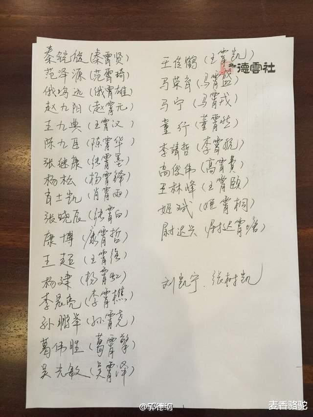 明星|德云社第二批霄字科获艺名：雷字重复利用，“助理冲冲”抢注搭档艺名