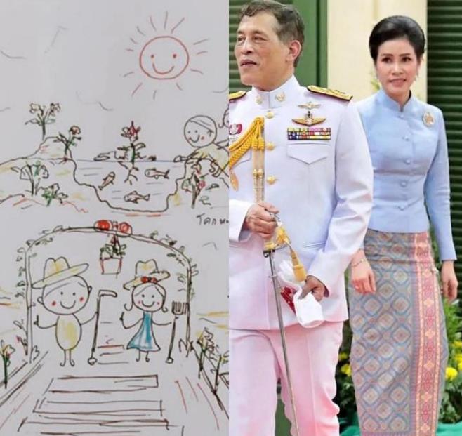 诗妮娜|36岁诗妮娜旧事重提，晒一家四口温馨画作，逼宫泰王讨要合法身份