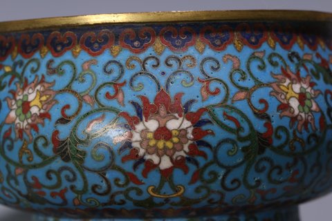 |清 铜胎景泰蓝双象耳香炉摆件