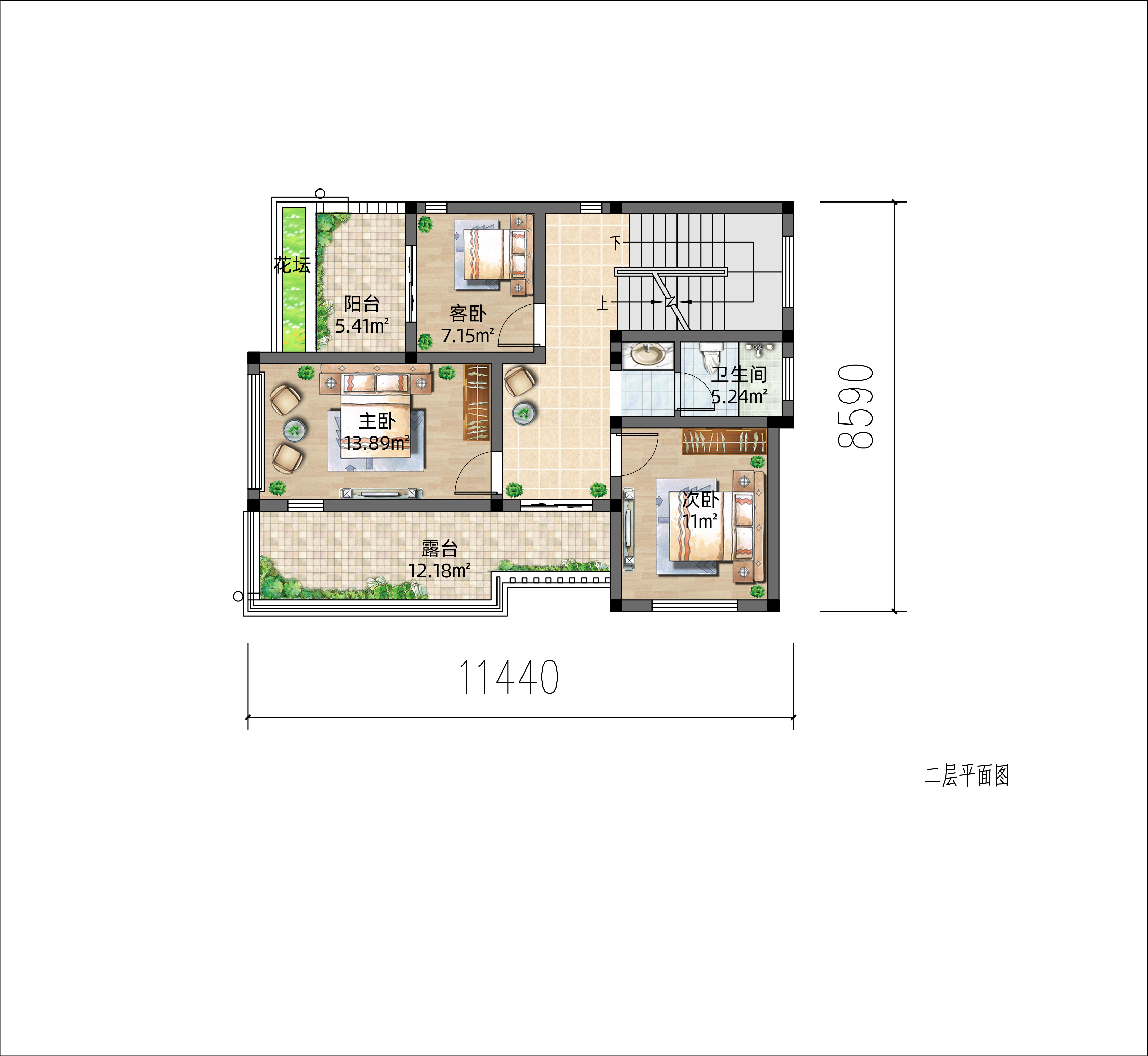 |现代风三层住宅，不足一百方的户型布局