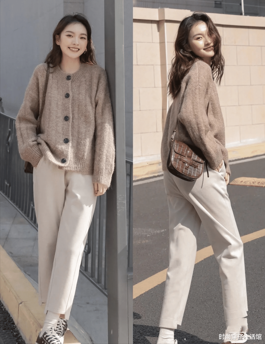 时尚穿搭生活馆 秋末冬初怎么能少了一条白裤子，30岁女人这样穿，青春减龄又保暖