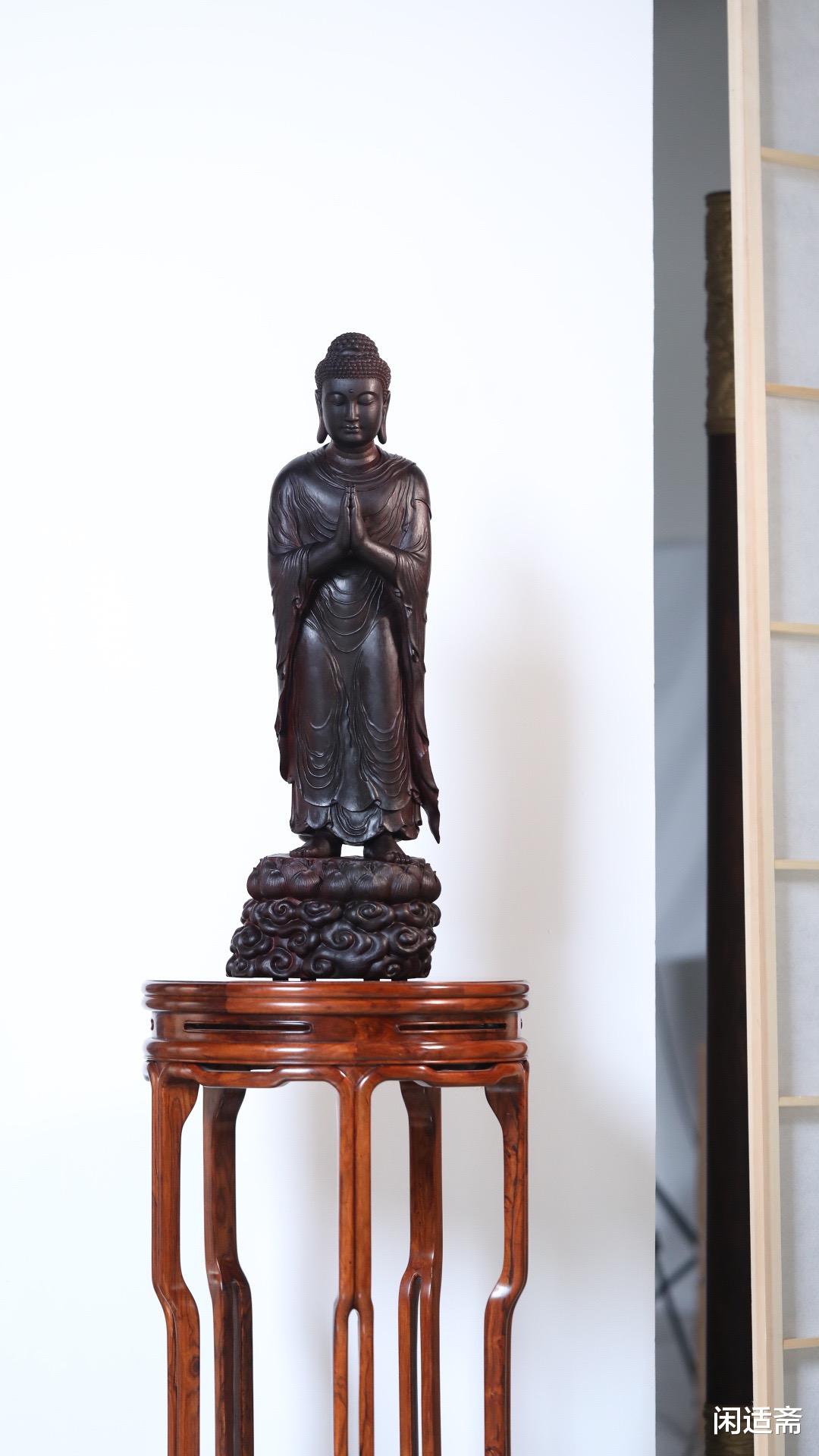 小叶紫檀|庄严静谧，小叶紫檀，释迦摩尼佛立像