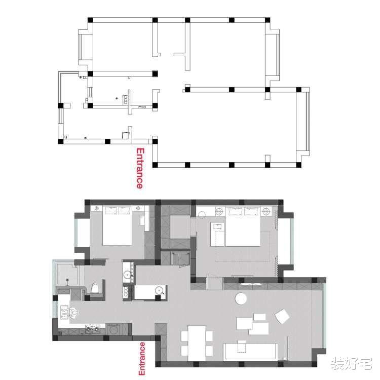 |90平的两室小家大改造，门口设计水吧，从开始就与众不同