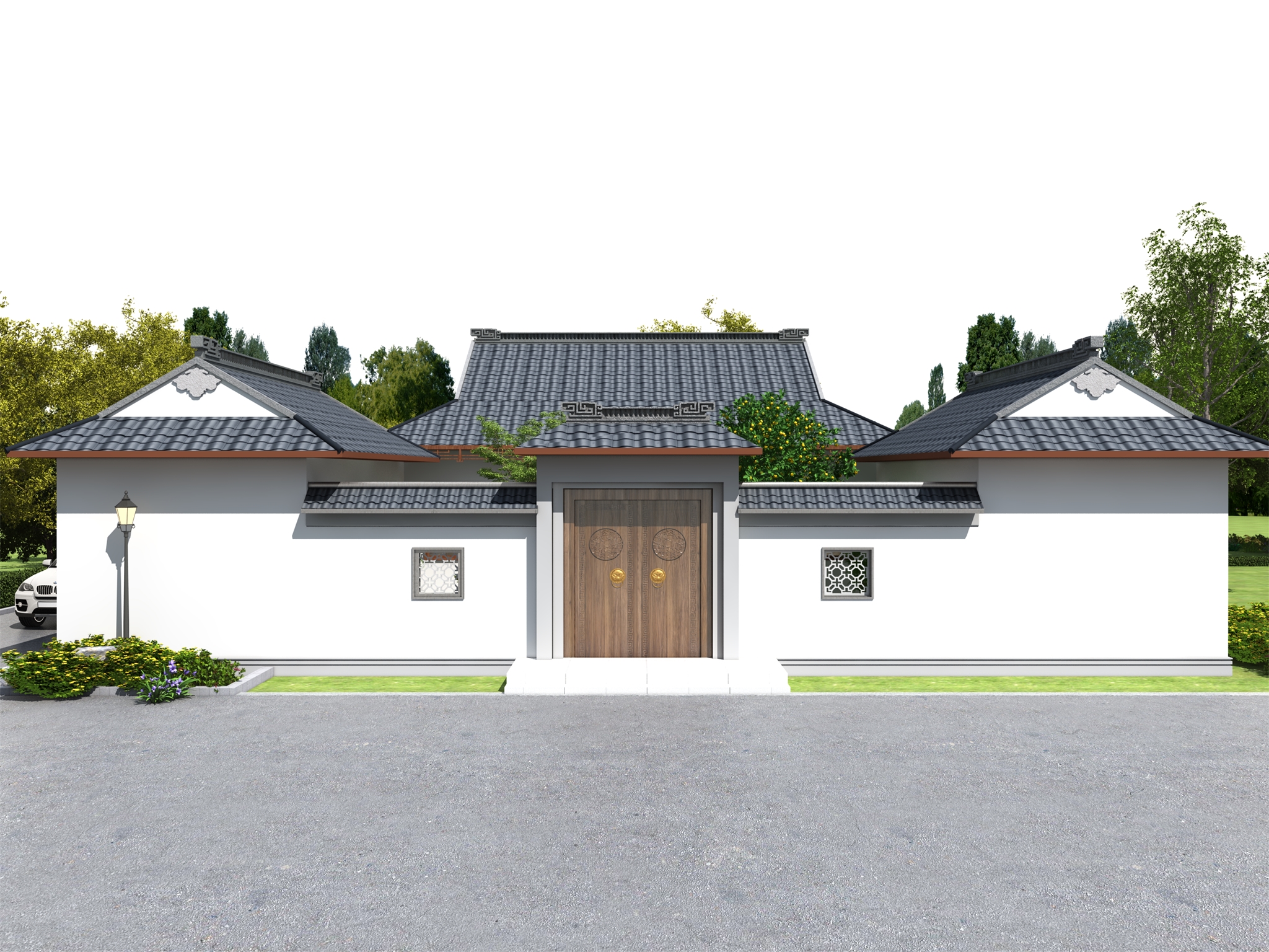 |中式一层三合院住宅，6房3卫适宜居住