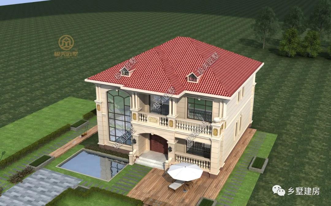 |12.5×12.3米，内外俱佳的两层欧式别墅，你一定会喜欢的经典之作