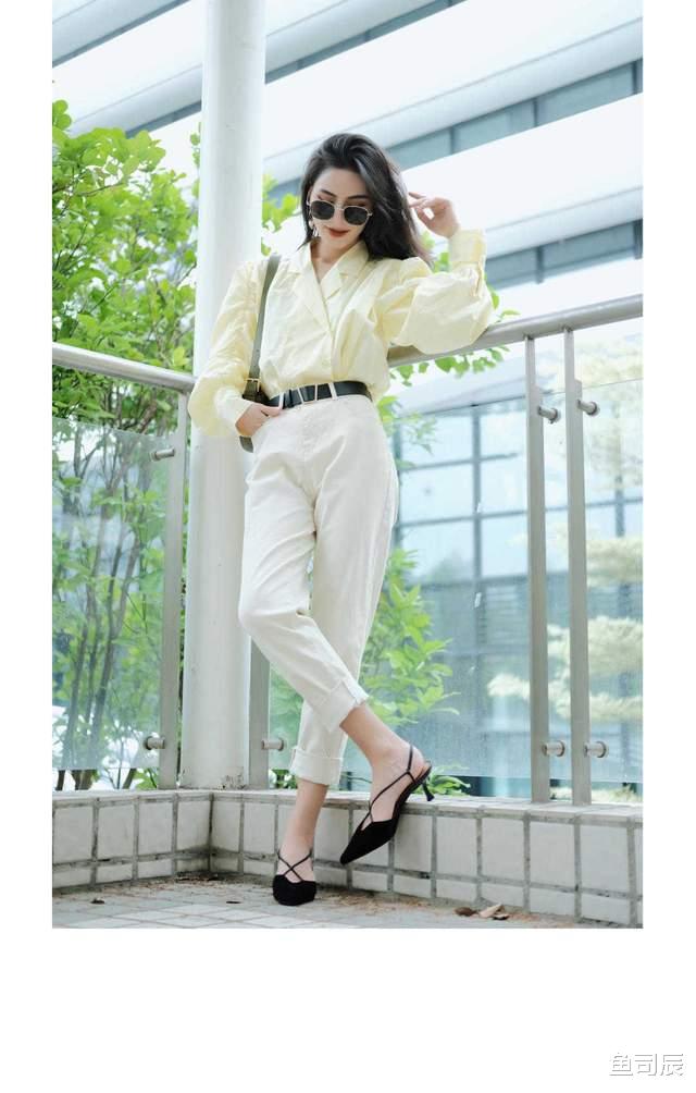 鱼司辰|不要低估155cm的女生，泡泡袖上衣配高腰裤，用日常穿搭偷偷长高