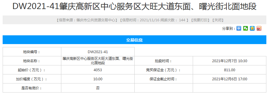 肇庆|11月除了剁手，肇庆高新区还有两宗土拍待“确认收货”