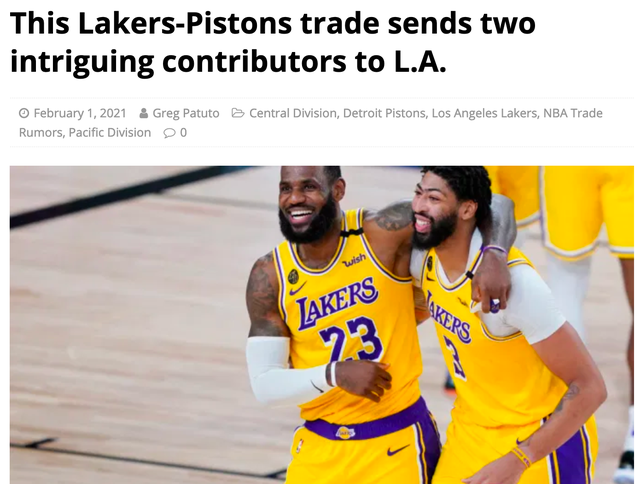 活塞队|再见了库兹马！湖人活塞5换3交易摆上台面，罗斯有望联手詹姆斯