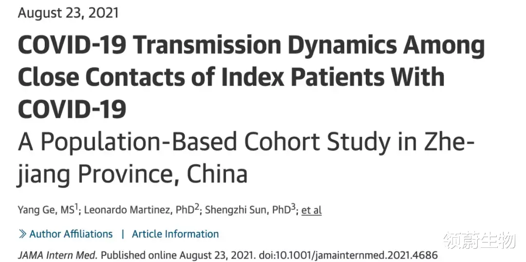 领蔚生物|JAMA：新冠症状发作前2天到后3天传播最强；无症感染者传播力最低