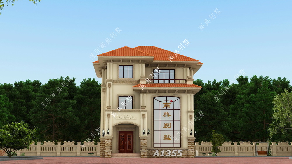 定制设计的欧式别墅，占地方正，多窗多露台，观景方便。