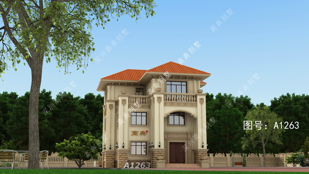 |这款欧式别墅，外观到房屋布局，是否是您心中最理想的家居造型。