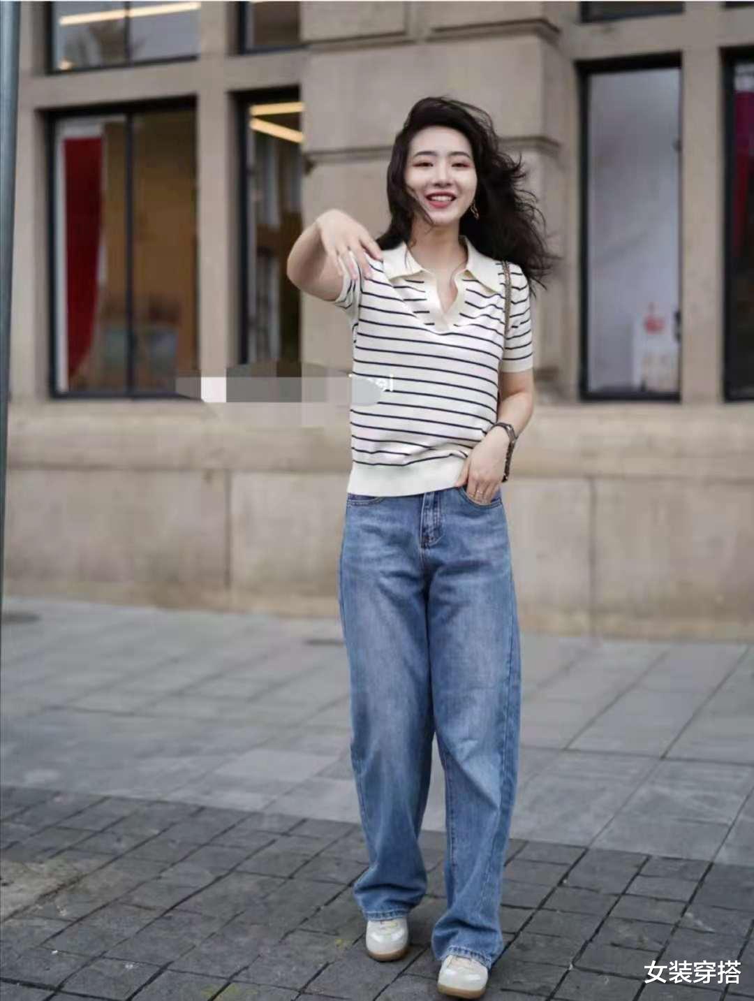 女装穿搭|条纹t恤搭配什么裤子好看
