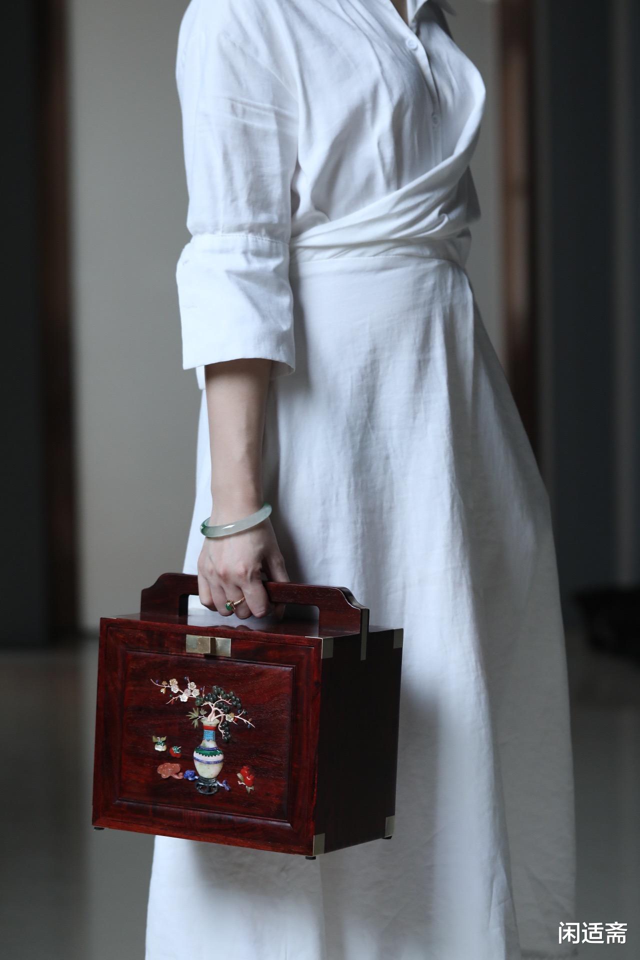 文房|小叶紫檀百宝嵌，岁朝清供图，文房茶室提箱