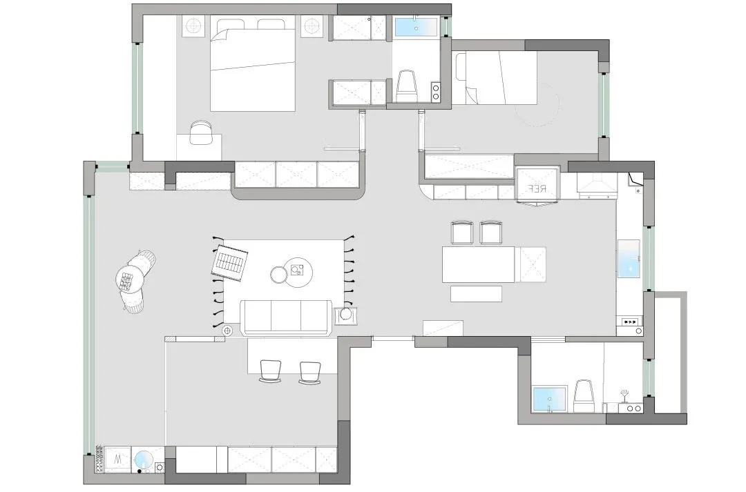 |123㎡现代北欧风格装修，阳台书房全打通没想到
