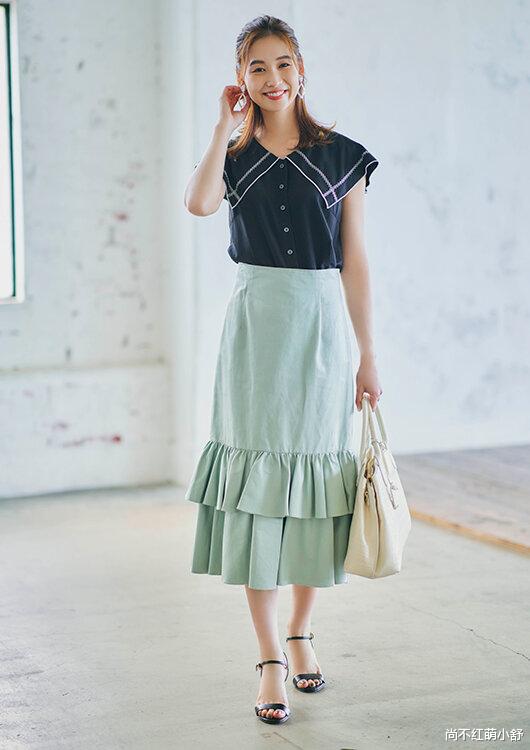 尚不红萌小舒|今年半身裙别瞎穿,认准这些“上短下高腰”技巧,巧妙显高又时髦