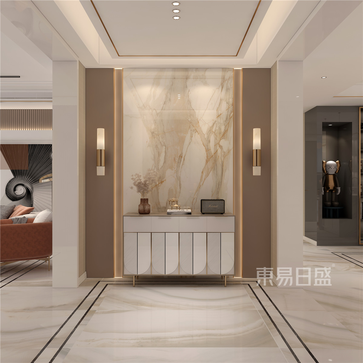 背景墙|178㎡现代轻奢之家，都市范的优雅与大气感