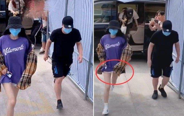 张含韵|穿短裙的张含韵遭遇低俗代拍，吓得倒退，并发声求他们别蹲下拍