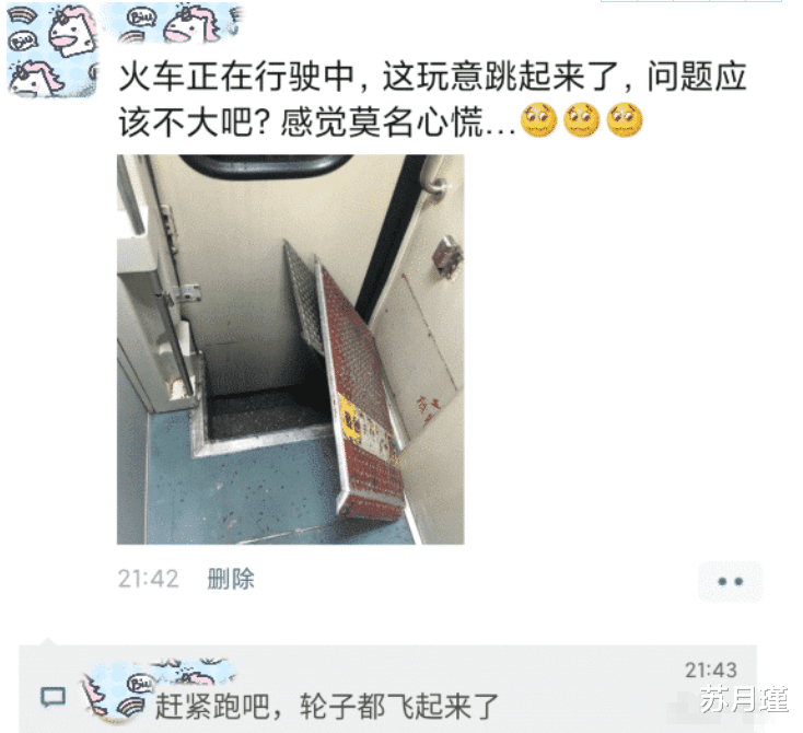 苏月瑾 “火车正在行驶中，这玩意突然跳起来了，问题应该不大吧。”哈哈哈