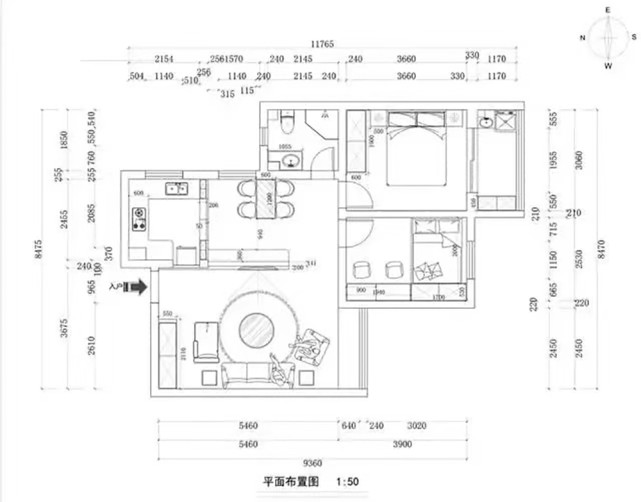 |90平隔出了二居室客厅巧用半截电视墙，一家三口正好够用