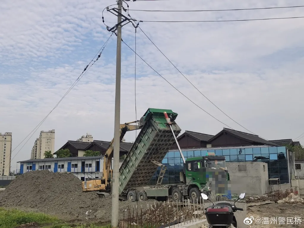 温州身边事 渣土车勾断高压线，温州驾驶员死里逃生