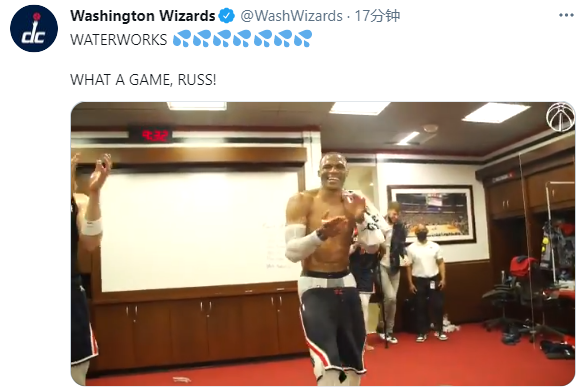威斯布魯克|韋少35+21+14引熱議！比爾狂吹，回更衣室潑水慶祝：短褲快掉了