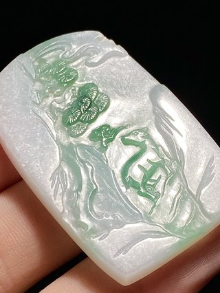 玉佩|晚清 糯种翡翠 飘兰花 松鹤延年 鹿鹤同春 玉牌 玉佩