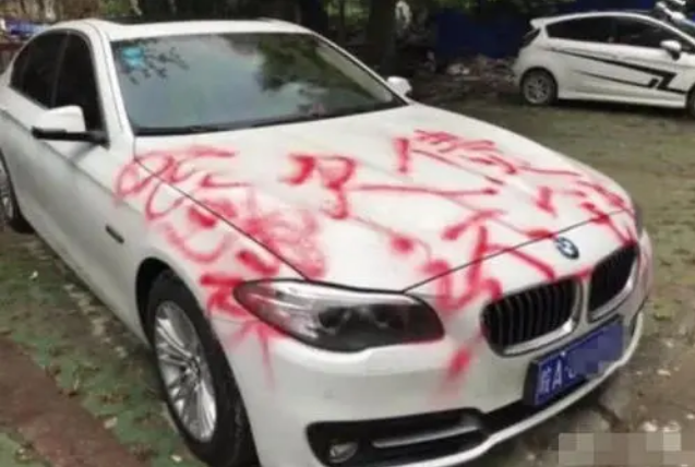 女司机乱停耽误大爷装修,大爷拿喷漆报复,给你穿身“白衣服”