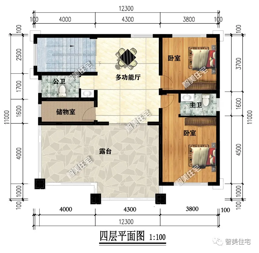 |12.3×11米农村别墅，新中式风格，平屋面设计尽显简约格调