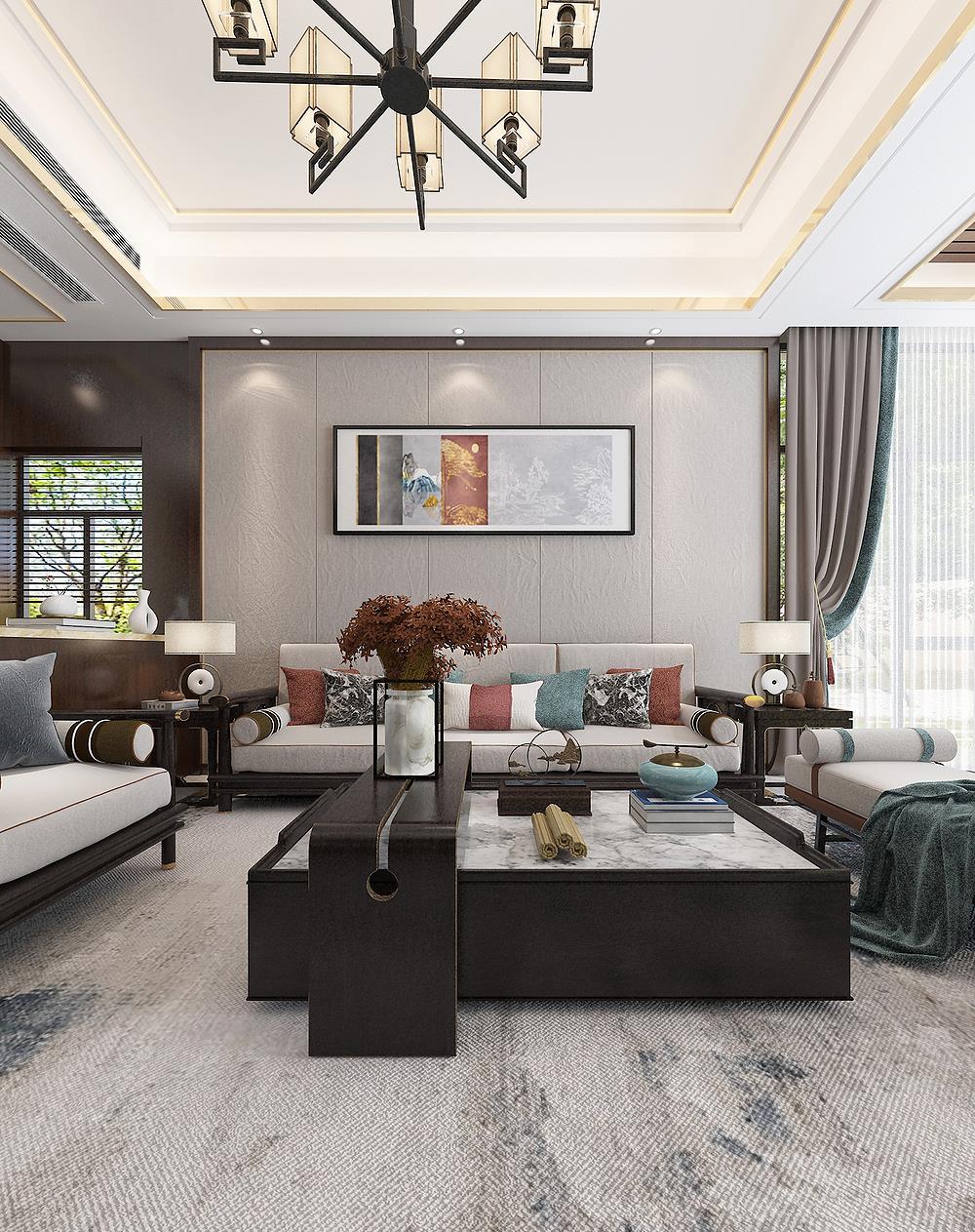 新帝雅|这套202平米的复式楼,装了新中式风之后,大气、韵味还很有意境