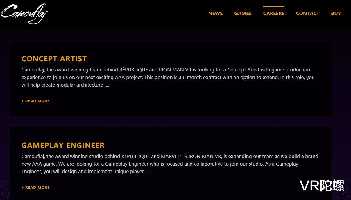|《钢铁侠VR》 开发者 Camouflaj 为 3A 级新游戏开放招聘